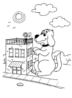 A coloring page of clifford the big red dog